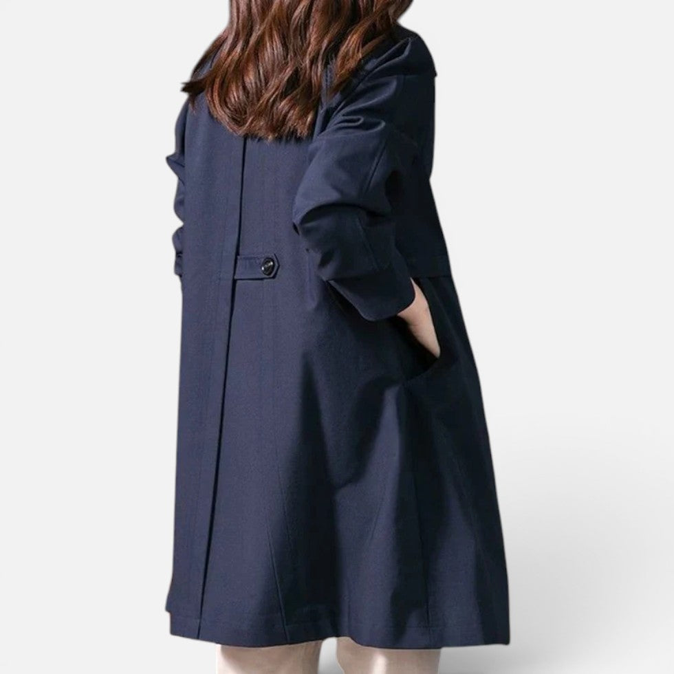 Damen langer Trenchcoat mit Knopfverschluss und tailliertem Schnitt