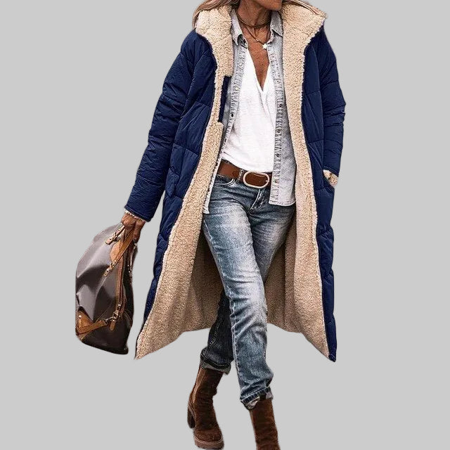 Damen langer Wintermantel mit Fleecefutter und wärmender Fütterung