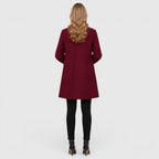 Damen Wollmantel Knielang – Eleganter Wintermantel aus Wollmischung mit Knopfleiste
