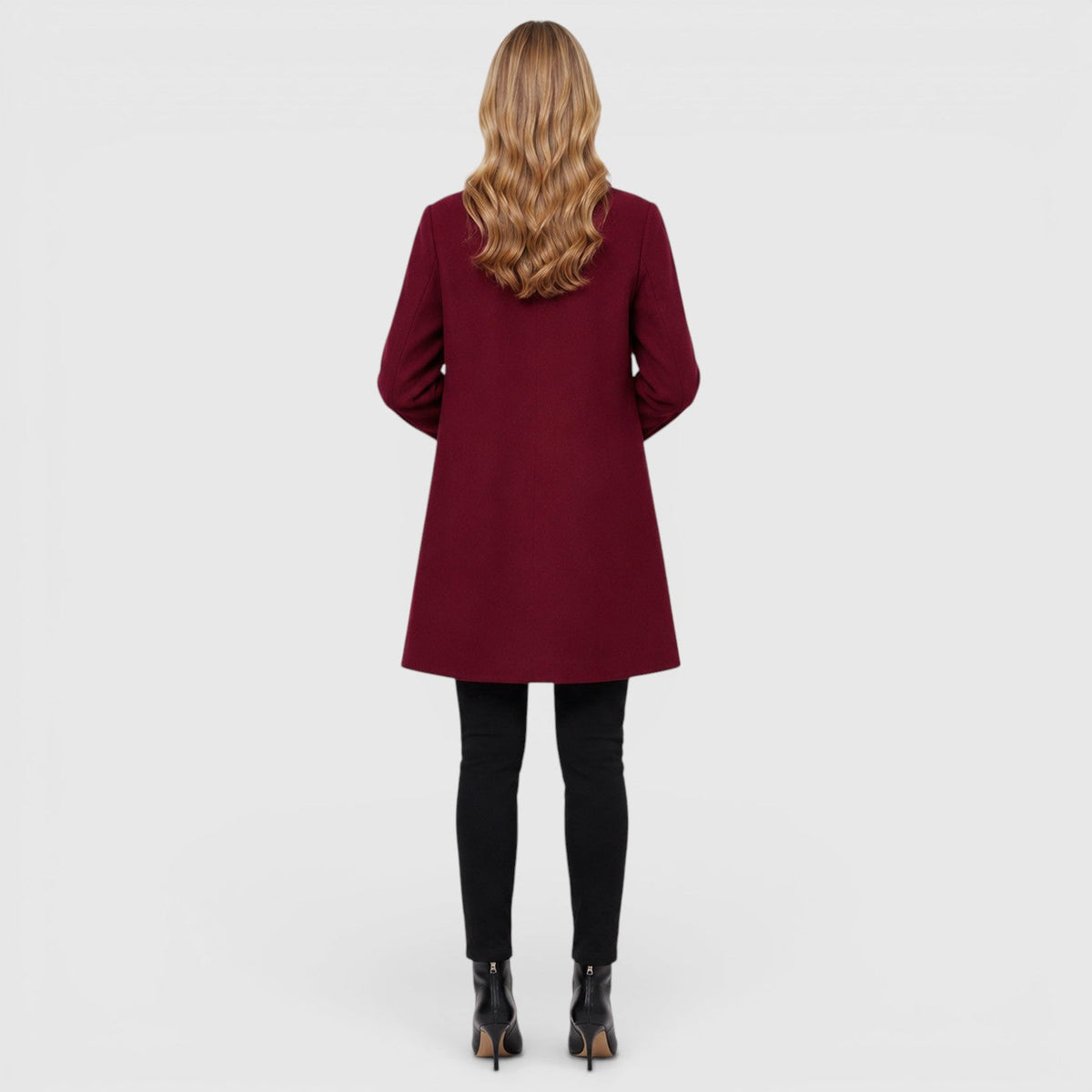 Damen Wollmantel Knielang – Eleganter Wintermantel aus Wollmischung mit Knopfleiste