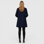 Damen Wollmantel Knielang – Eleganter Wintermantel aus Wollmischung mit Knopfleiste