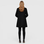 Damen Wollmantel Knielang – Eleganter Wintermantel aus Wollmischung mit Knopfleiste