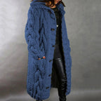 Damen langer warmer Strickcardigan für den Winter