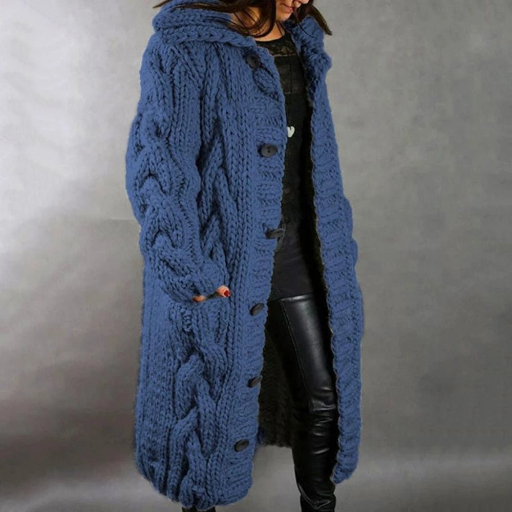 Damen langer warmer Strickcardigan für den Winter