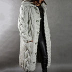 Damen langer warmer Strickcardigan für den Winter