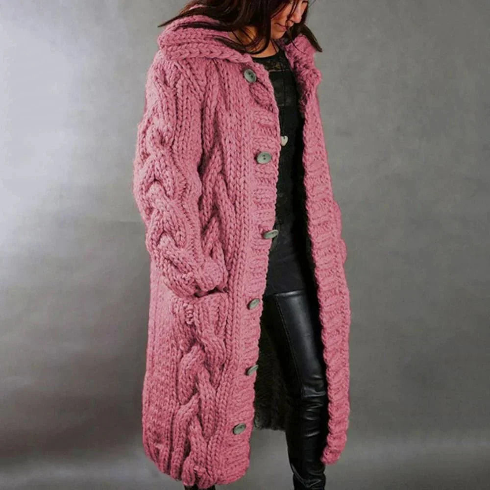 Damen langer warmer Strickcardigan für den Winter