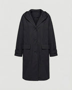 Damen langer wasser- und windabweisender Trenchcoat mit Kapuze und aufgesetzten Taschen