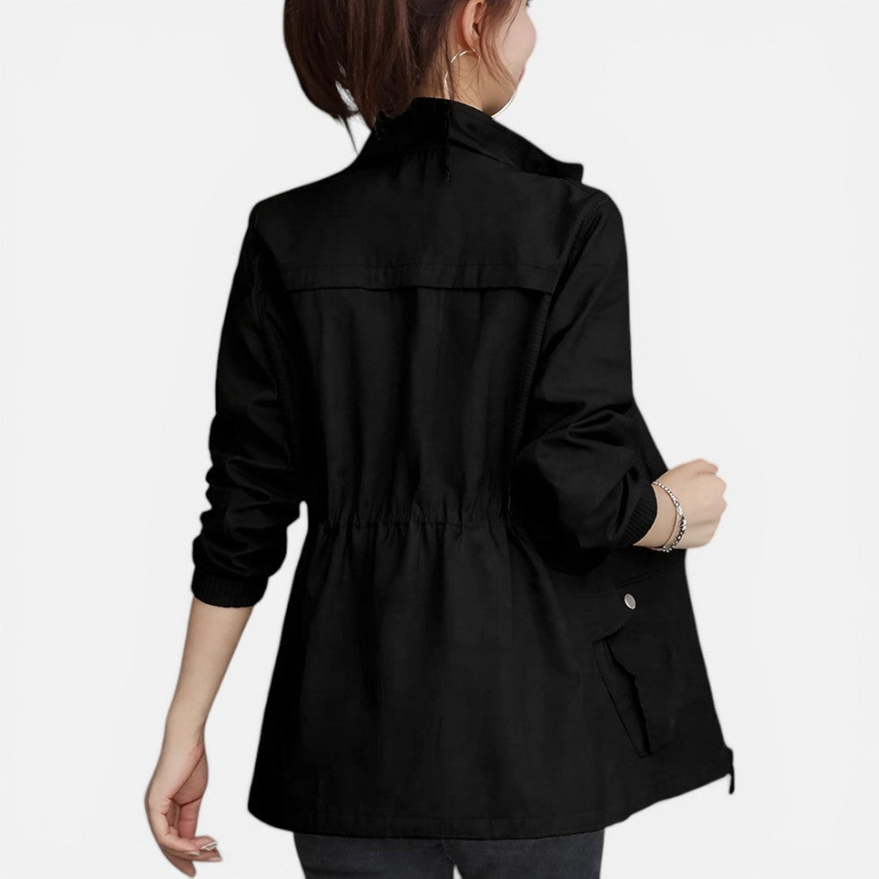 Damen leichte Jacke mit Reißverschluss und verstellbarer Taillenweite