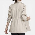 Damen leichte Jacke mit Reißverschluss und verstellbarer Taillenweite