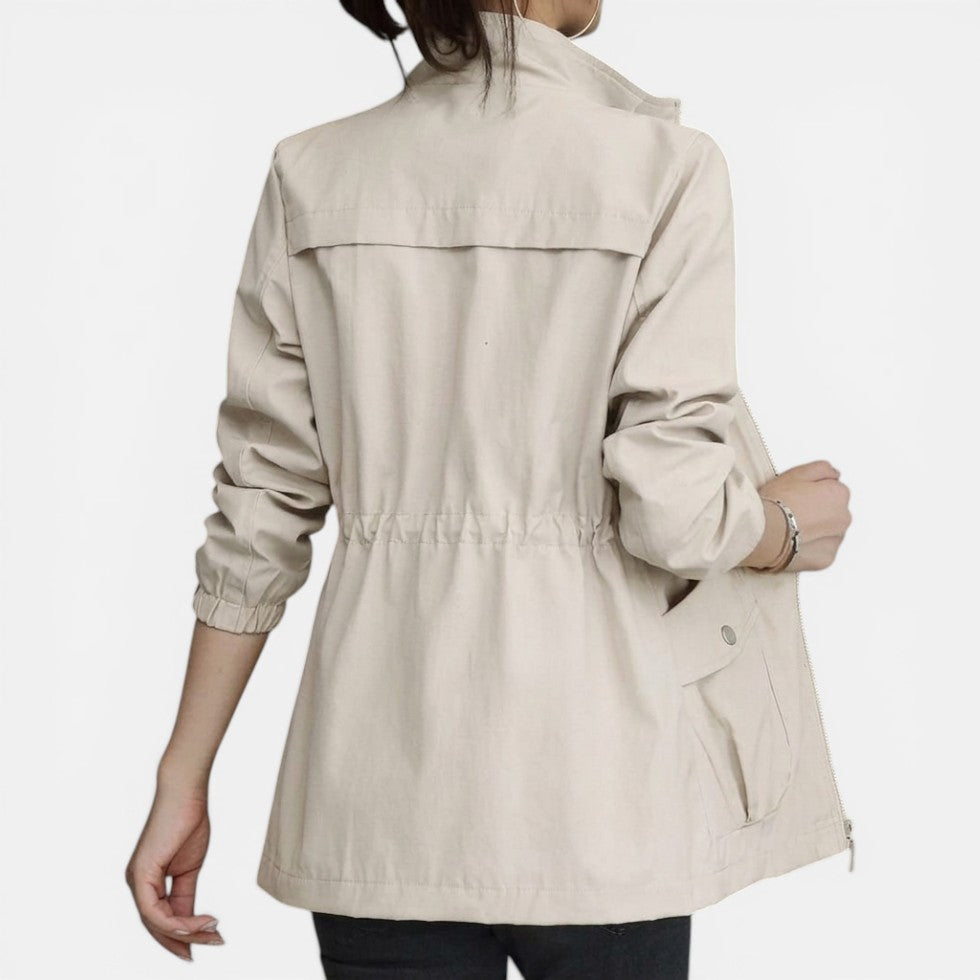 Damen leichte Jacke mit Reißverschluss und verstellbarer Taillenweite