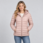 Damen Leichte Steppjacke mit Kapuze – Gesteppte Übergangsjacke mit Seitentaschen, Herbst Winter