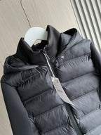 Damen Hybrid-Steppjacke Schwarz mit Kapuze – Leichte Jacke mit Stretch-Ärmeln, Herbst Winter