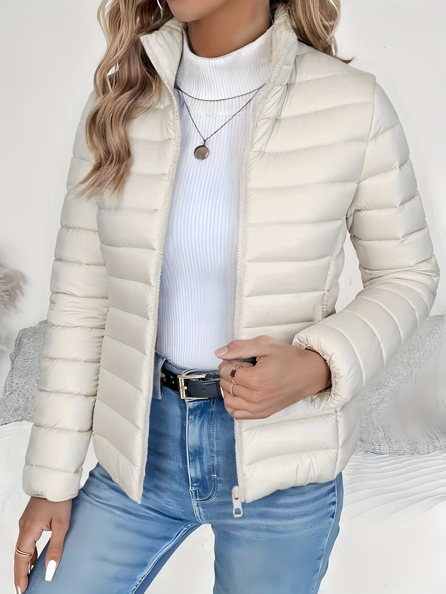 Damen leichte Steppjacke mit Stehkragen, Polyester-Isolierung und Reißverschluss