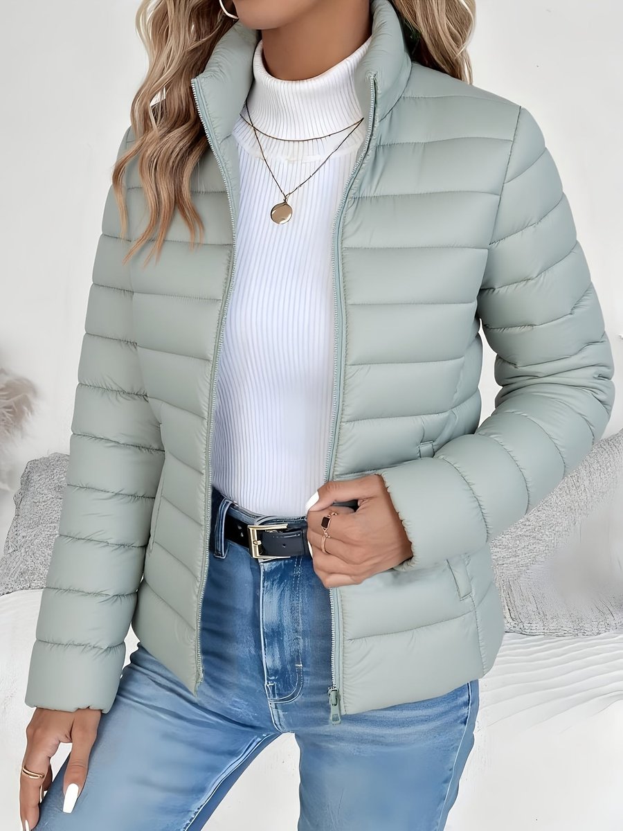 Damen leichte Steppjacke mit Stehkragen, Polyester-Isolierung und Reißverschluss