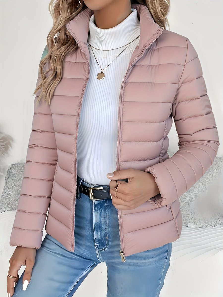 Damen leichte Steppjacke mit Stehkragen, Polyester-Isolierung und Reißverschluss