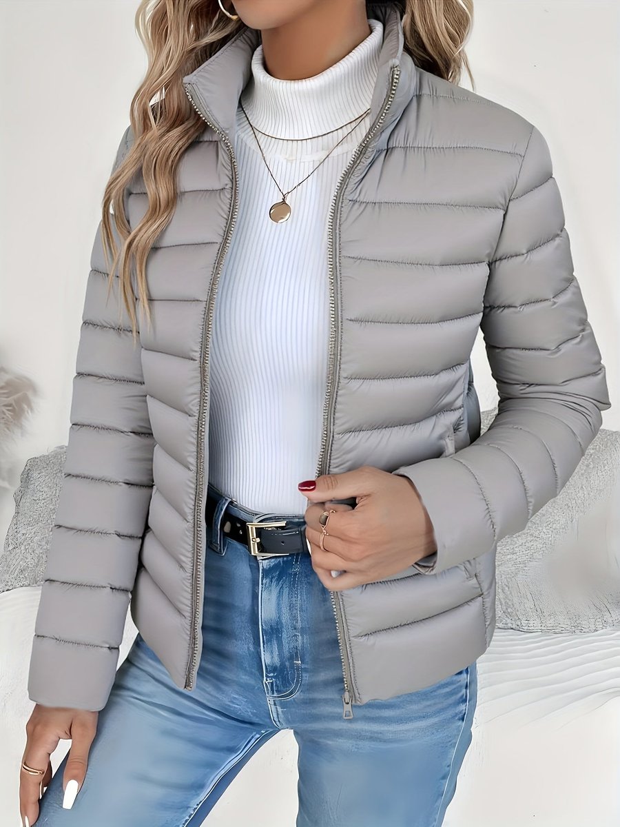 Damen leichte Steppjacke mit Stehkragen, Polyester-Isolierung und Reißverschluss