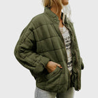 Damen leichte Steppjacke mit Stehkragen, Reißverschluss und Fronttaschen