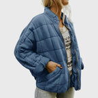 Damen leichte Steppjacke mit Stehkragen, Reißverschluss und Fronttaschen