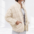 Damen leichte Steppjacke mit Stehkragen, Reißverschluss und Fronttaschen