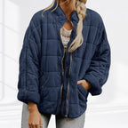 Damen leichte Steppjacke mit Stehkragen, Reißverschluss und Fronttaschen