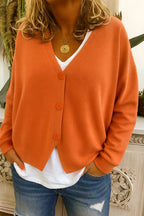 Damen leichter Oversized-Cardigan mit V-Ausschnitt und Knopfleiste
