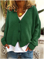 Damen leichter Oversized-Cardigan mit V-Ausschnitt und Knopfleiste