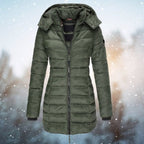 Damen taillierte Steppjacke mit Kapuze, warmer Isolierung und Reißverschluss