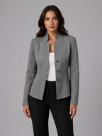 Damen Taillierter Blazer mit Stehkragen – Strukturierter Blazer in Weboptik, Herbst