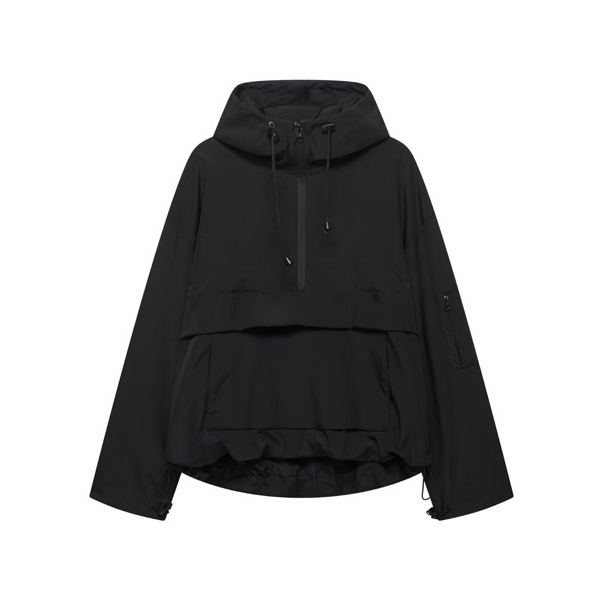 Damen wasserabweisender Kapuzen-Anorak mit Halbreißverschluss und Kängurutasche