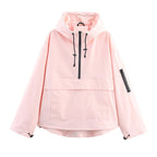 Damen wasserabweisender Kapuzen-Anorak mit Halbreißverschluss und Kängurutasche