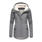 Damen wasserabweisender Sherpa-Parka mit Kapuze, Reißverschluss und tailliertem Schnitt