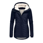 Damen wasserabweisender Sherpa-Parka mit Kapuze, Reißverschluss und tailliertem Schnitt