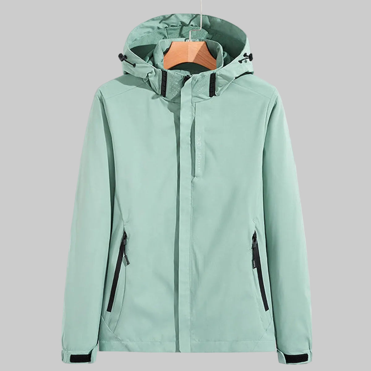 Damen wasserdichte Regenjacke mit abnehmbarer Kapuze und verstellbarer Passform