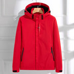 Damen wasserdichte Regenjacke mit abnehmbarer Kapuze und verstellbarer Passform