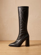 Damen Kniehohe Stiefel mit spitzer Zehenpartie – Elegante Stiefel mit Blockabsatz, Herbst Winter