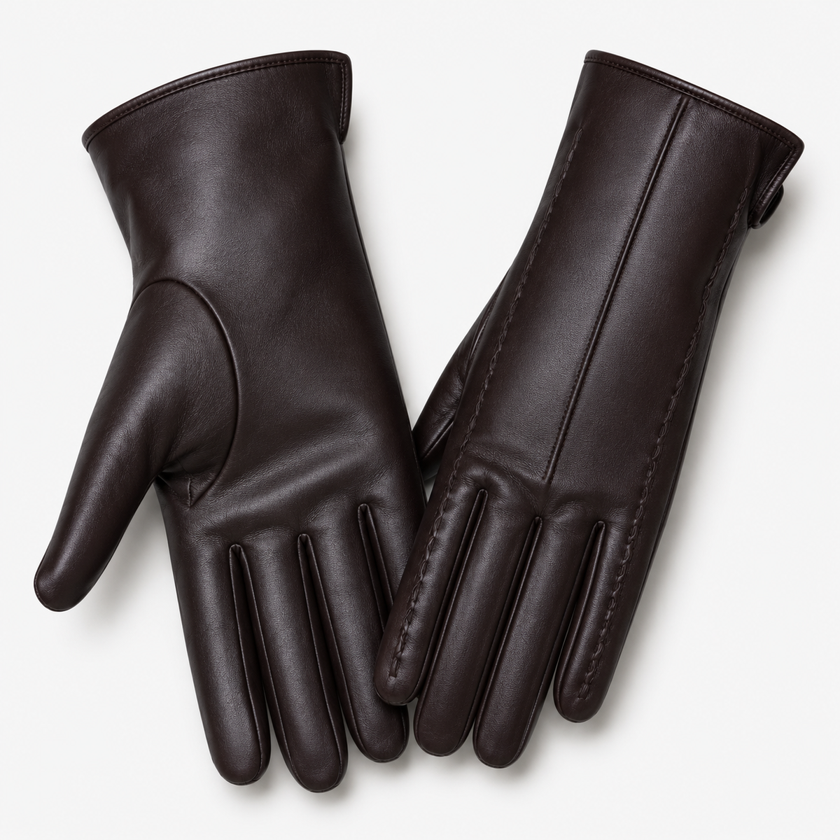 Damen Klassische Lederhandschuhe aus Echtleder – Gefütterte Winterhandschuhe, Herbst Winter