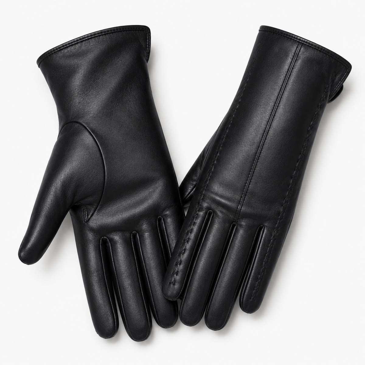 Damen Klassische Lederhandschuhe aus Echtleder – Gefütterte Winterhandschuhe, Herbst Winter