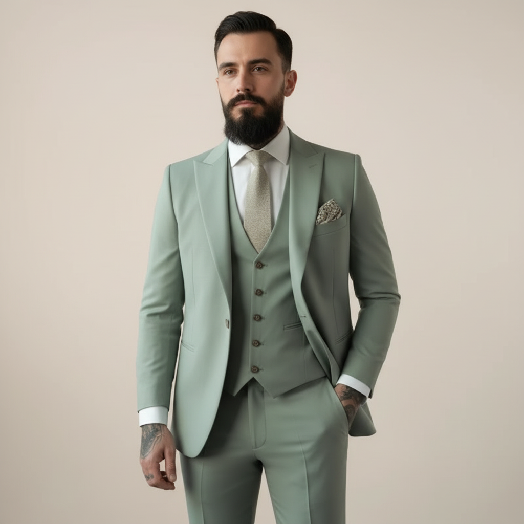 Eleganter dreiteiliger Herrenanzug mit fallendem Revers