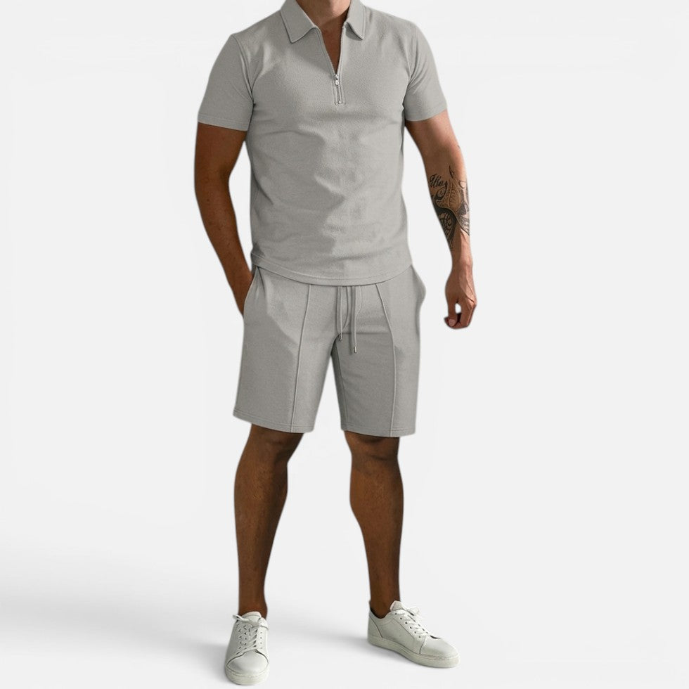 Freizeit Set Poloshirt Shorts Kurzarm Reißverschlusskragen