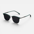 Sonnenbrille Halbrand Metallgestell Getönte Gläser Runde Form