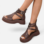 Orthopädische Sandalen Plateau Offene Zehen Knöchelriemen