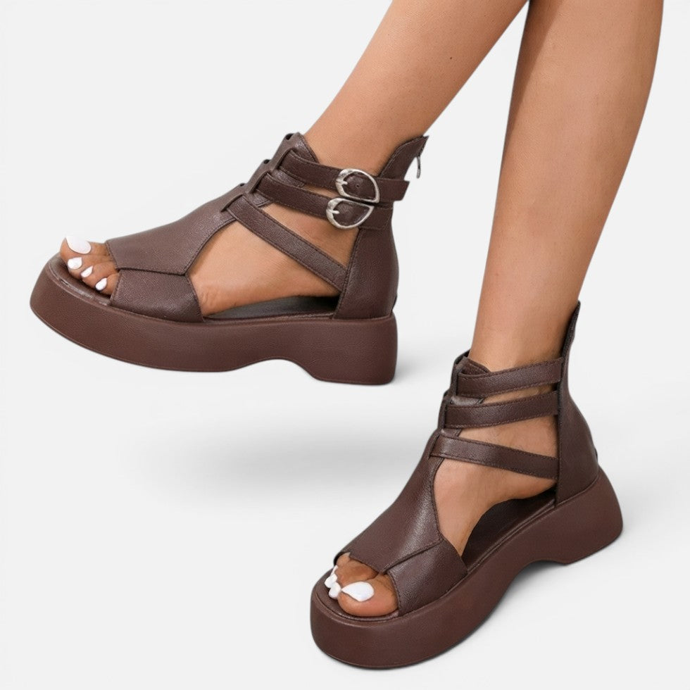 Orthopädische Sandalen Plateau Offene Zehen Knöchelriemen