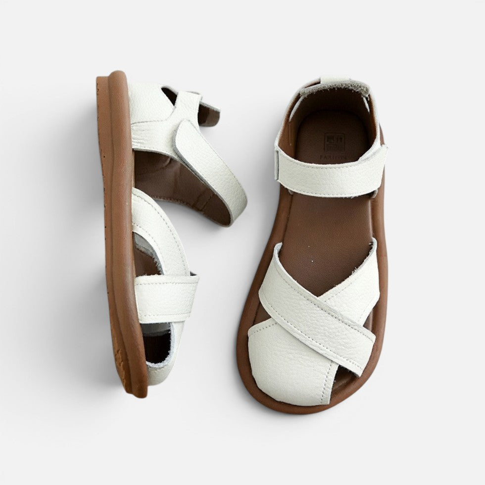 Orthopedic Sandalen Kreuzriemen Klettverschluss Kunstleder