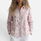 Damebluse med V-udskæring og blomstermønster