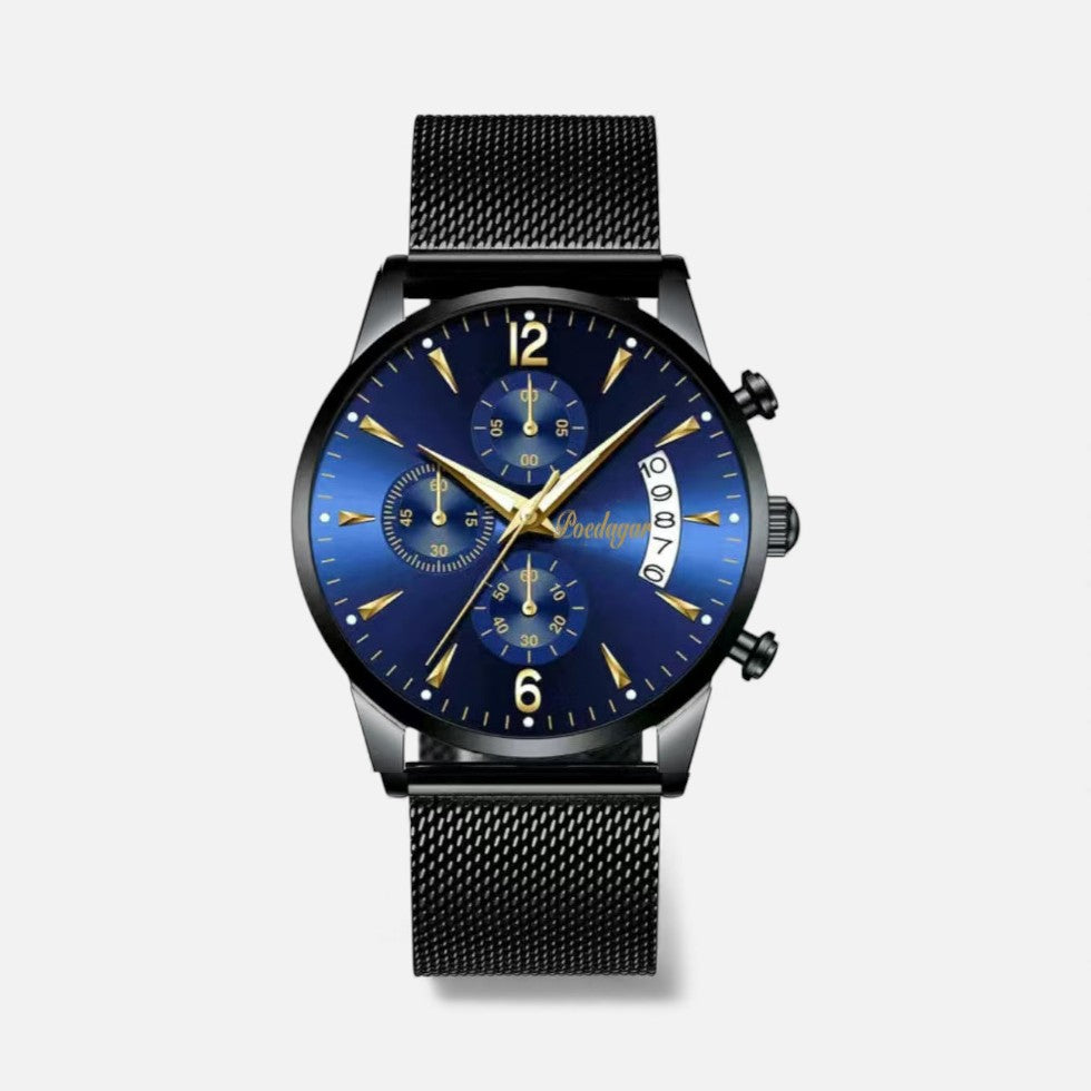 Herren Armbanduhr aus Edelstahl mit Quarzwerk und Datum