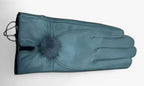 Damen Lederhandschuhe mit Fellbommel – Gefütterte Winterhandschuhe, Herbst Winter