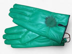 Damen Lederhandschuhe mit Fellbommel – Gefütterte Winterhandschuhe, Herbst Winter