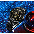 Herren Armbanduhr aus Edelstahl mit Quarzwerk und Datum