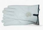 Damen Lederhandschuhe mit Fellbommel – Gefütterte Winterhandschuhe, Herbst Winter
