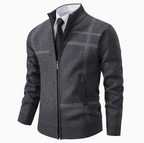 Herren-Cardigan aus Strick mit Stehkragen und Reißverschluss